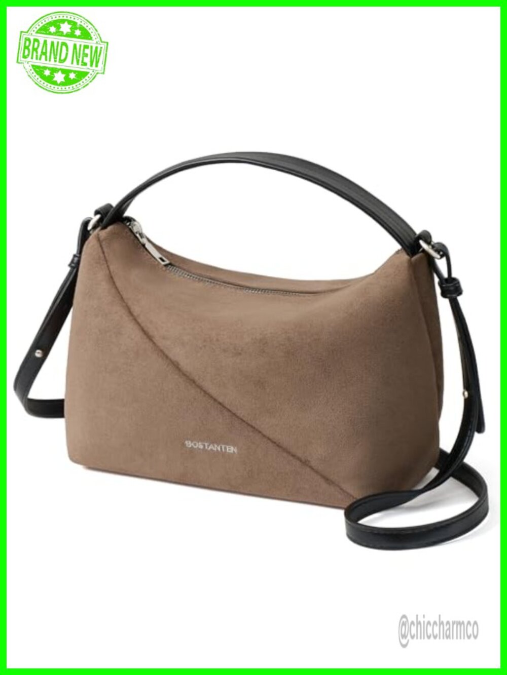 Vegan Suede Crossbody Hobo Bag Adjustable Strap